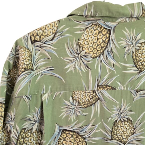 Chaps Ralph Lauren Mens Green Pineapple Print Hawaiian Short Sleeve Shirt Large - Picture 11 of 11